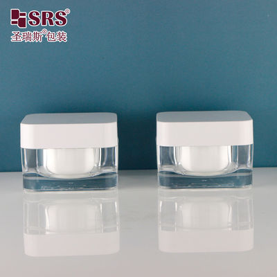 شراء 15g 30g 50g مستحضرات التجميل الشكل المربع تخصيص حاوية الكريم الفارغ الأنيق أوعية أكريليك 15ml online manufacture