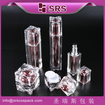 شراء صانع SRS بيع بالجملة مربع فارغ من البلاستيك الزجاجة وقارورة كريم الأكريليك online manufacture
