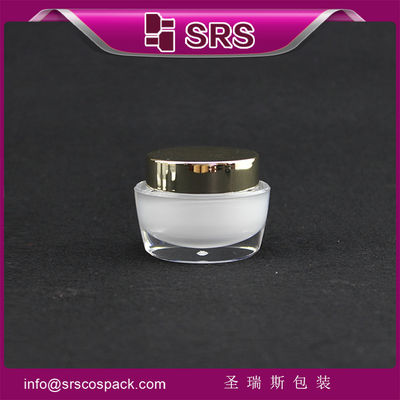شراء J041 15g 30g 50g جرة تجميل بيضاء مع غطاء ذهبي،جرة كريم أكريليك online manufacture