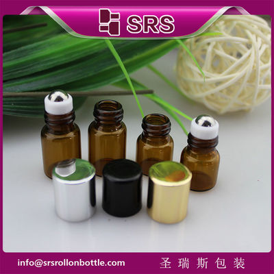 شراء 1ml 2ml زجاجي لفة على زجاجة مع الكرة المعدنية،زجاجة شعبية زيت أساسي صغير online manufacture