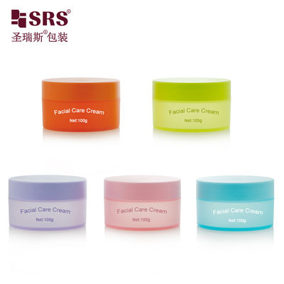 شراء SRSQ 100g PP PCR Injection Custom Color Matte In Mold Plastic Cream Jar Container For Facial Cream online manufacture