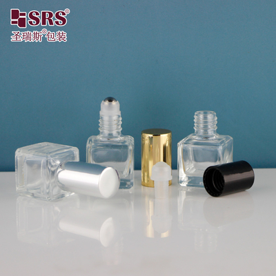 6 مل عطر فارغ الشكل المربع الزجاجة المعدنية المرصعة الزجاجية