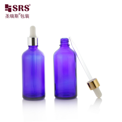 عطر بحجم كبير مستديرة شكل بوسطن زجاج أزرق زجاجة قطرة 100 مل