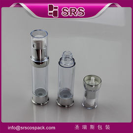 SRS 2015 أحدث تصميم بلاستيكية مستديرة شفافة فاخرة فارغة 15ml 20ml 30ml زجاجة مصل