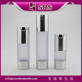 TA021 15ml 30ml 50ml زجاجة شفافة متطاطية مع كتف فضي وزجاجة بدون هواء