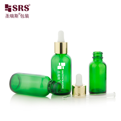 30ML 60ML جاهزة للشحن خالية اللون الأخضر الزجاجية الزجاجية الكتف الألومنيوم مع قطرة