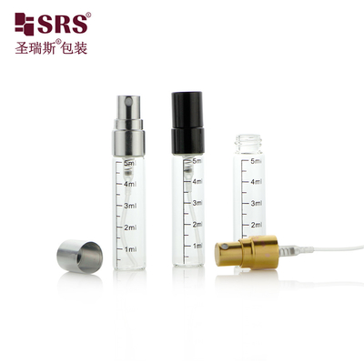 BLPA-5ML الزجاجة الزجاجية الأنبوب الشفاف مع مضخة رذاذ الضباب الدقيق لتعبئة العطور كمية صغيرة متاحة