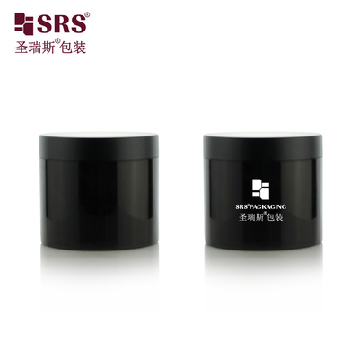 SRSQ 400g حقن أسود لامع PP PCR مادة معاد تدويرها صديقة للبيئة جدار واحد كريم الجسم الجرار حاوية التعبئة والتغليف التجميلي