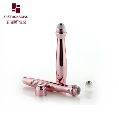 SRS8447-15ML الخصر شكل فريد حقن تنفخ حسب الطلب لون بانتون لامع جيل العناية بالبشرة لفة على زجاجة التعبئة والتغليف PETG