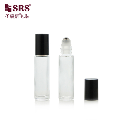 عبوة العطور 10 مل كرة الزجاج الشفافة على الزجاجة اختبار الفراغ 100 ٪ لا تسربات الصلب المطبق الرأس تدليك للزيوت الأساسية للعناية بالبشرة