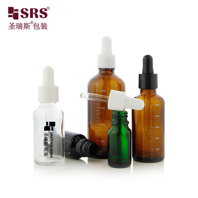 D001 Premium 18/415 زجاجات الزجاج مع قطرات لامعة مثالية للزيوت الأساسية في 5ml إلى 100ml