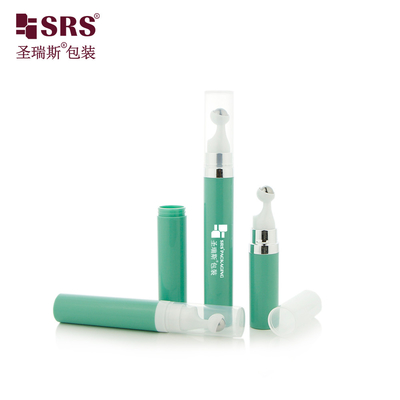 A0035 7.5ml 10ml 15ml حجم جيب السفر البلاستيكي PP PCR مستديرة مضخة بلا هواء زجاجة تصميم Snap-on رول على زجاجة مصل