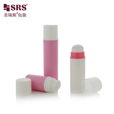 A0211 15ml 30ml 50ml شكل مستدير بلاستيكية أنيقة مضخة بدون هواء مستحضر الزجاجة الوردية Snap On Design Pump
