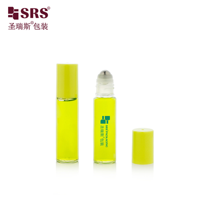 PET-10ML زجاجة بلاستيكية شفافة من البولي إيثيلين تيرفثالات بلمسة نهائية لامعة، حاوية تطبيق مع كرة تدليك فولاذية