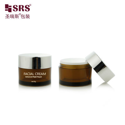 J0210B 30 جرام 50 جرام جولة البلاستيك مزدوجة الجدار واضحة رسمت مخصص لون جرة حاوية لكريم الوجه