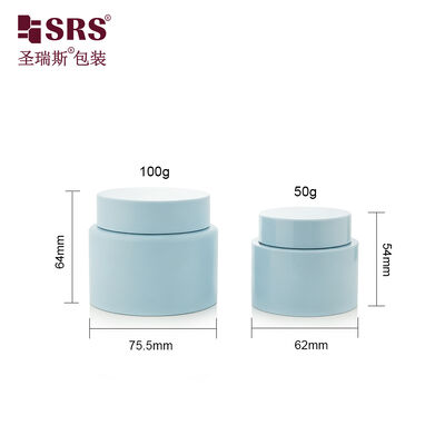 SRSJL 50g 100g حاوية جرة كريم PP فارغة مطلية بلون أزرق غير لامع تخصيص جرات مقشر الجسم