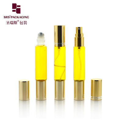 10 مل غطاء ذهبي فارغ الرأس المزدوج تصميم علبة و زجاجة رش لالعطور